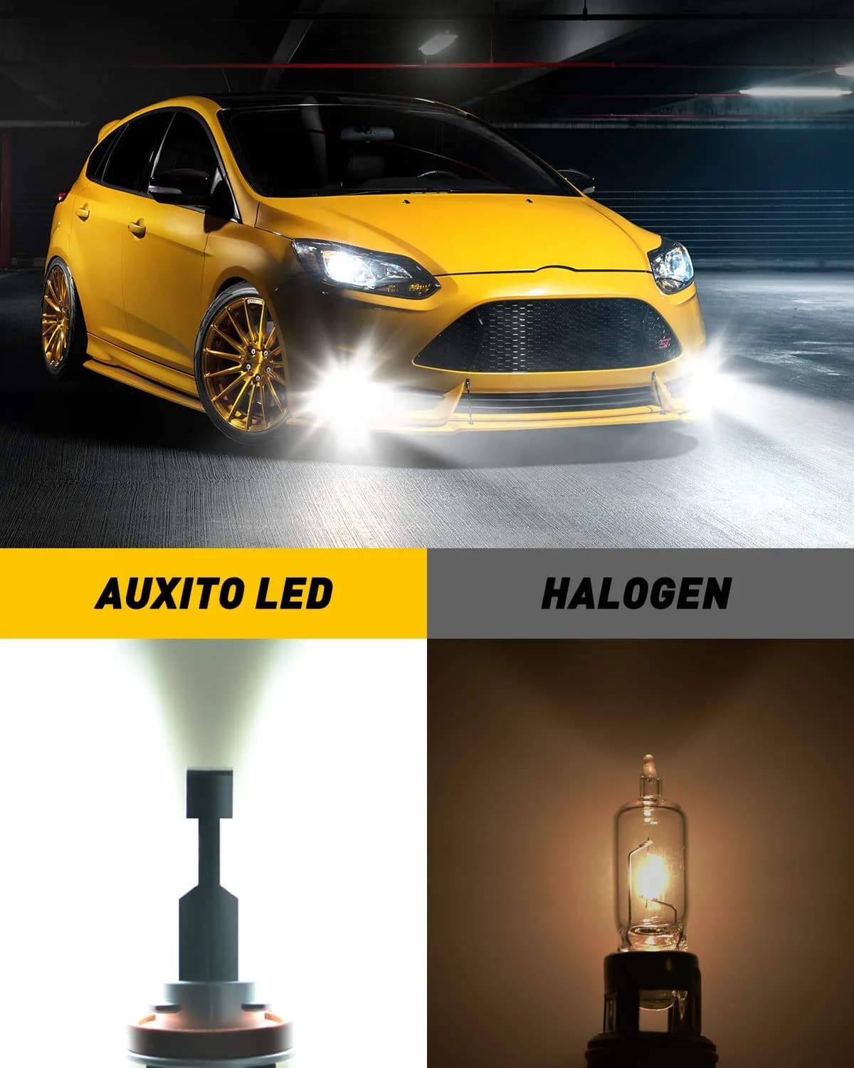 AUXITO H11/H8/H16 LED Fog Light Bulbs 6500K Cool White 6000LM (Pack of 2) | Fanless Design for Brighter Fog & DRL - view 6