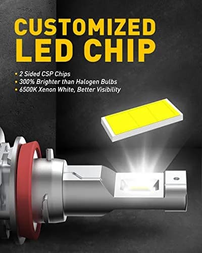 AUXITO H11/H8/H16 LED Fog Light Bulbs 6500K Cool White 6000LM (Pack of 2) | Fanless Design for Brighter Fog & DRL thumbnail 2