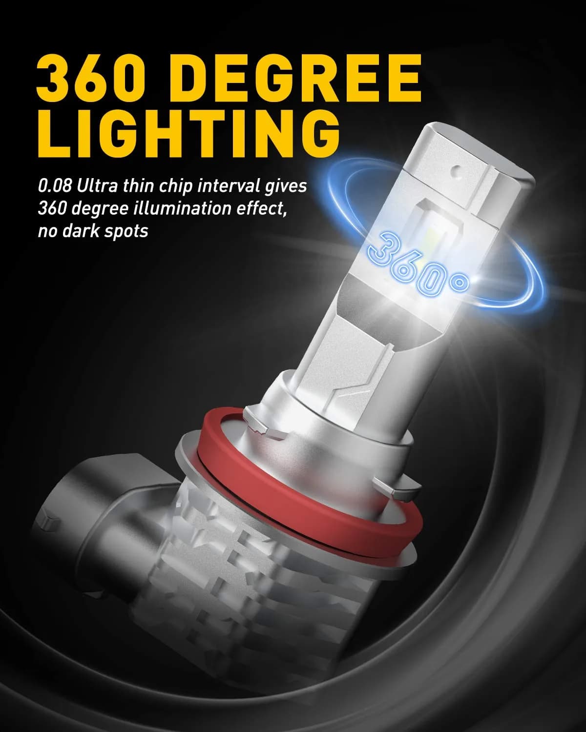 AUXITO H11/H8/H16 LED Fog Light Bulbs 6500K Cool White 6000LM (Pack of 2) | Fanless Design for Brighter Fog & DRL - view 3