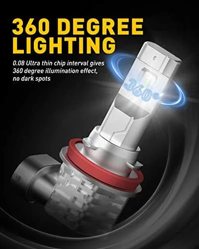 AUXITO H11/H8/H16 LED Fog Light Bulbs 6500K Cool White 6000LM (Pack of 2) | Fanless Design for Brighter Fog & DRL thumbnail 3