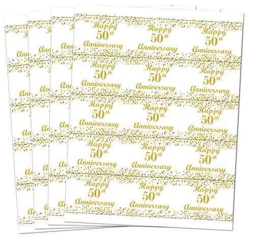 RokAPary 50th Anniversary Water Bottle Labels | Waterproof Gold & White Stickers for Golden Wedding Celebration thumbnail 7