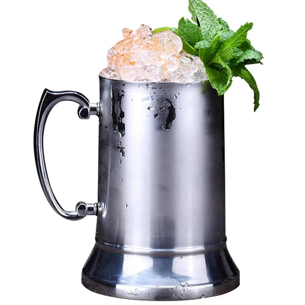 N2 20oz Double Wall Stainless Steel Beer Mug Shaker Handle Silver | Classic 18/8 Steel Drinkware (20oz, 580ml)