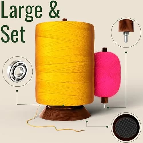 BarvA Wooden Yarn Holder with Bearing Spinner & Extra Spindle | 10.0 kg (22 Lb) Capacity thumbnail 4