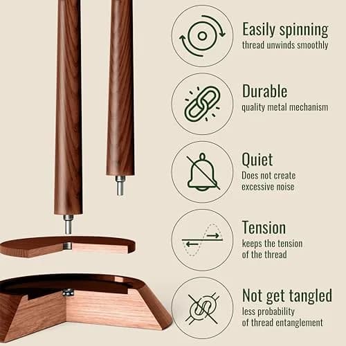 BarvA Wooden Yarn Holder with Bearing Spinner & Extra Spindle | 10.0 kg (22 Lb) Capacity thumbnail 3