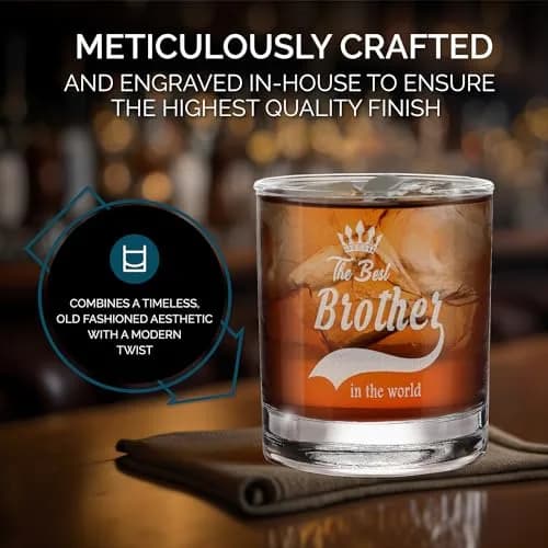 shop4ever Engraved Whiskey Glass 11 oz | Premium Old Fashioned Gift for Brother thumbnail 6