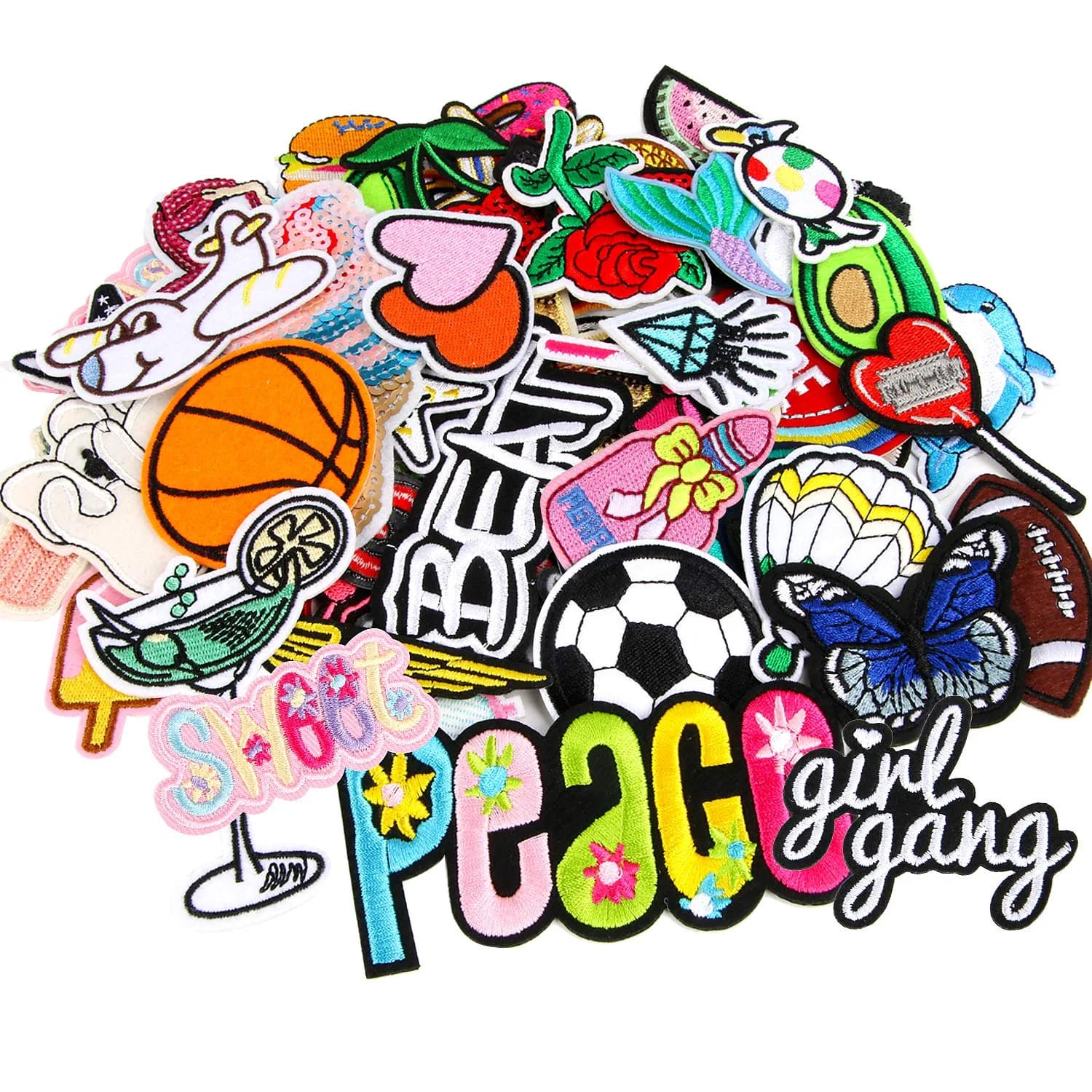 AUGSUN 60Pcs Random Assorted Iron-On & Sew Applique Patches | Vintage, Hippie, Edgy Styles