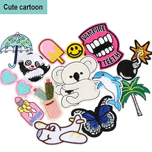 AUGSUN 60Pcs Random Assorted Iron-On & Sew Applique Patches | Vintage, Hippie, Edgy Styles thumbnail 5