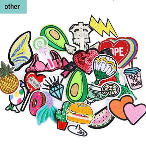 AUGSUN 60Pcs Random Assorted Iron-On & Sew Applique Patches | Vintage, Hippie, Edgy Styles thumbnail 6