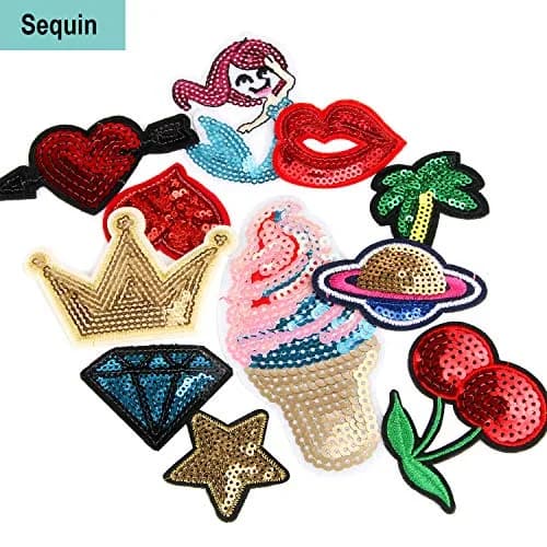 AUGSUN 60Pcs Random Assorted Iron-On & Sew Applique Patches | Vintage, Hippie, Edgy Styles thumbnail 3