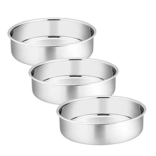 P&P CHEF 6 Inch Round Cake Pan Set of 3 | Stainless Steel Bakeware for Home & Kitchen thumbnail 1