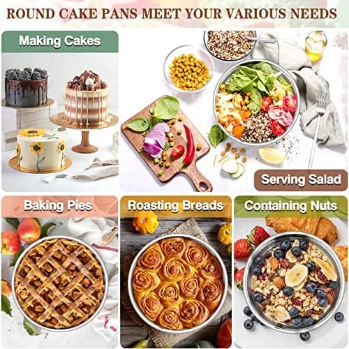 P&P CHEF 6 Inch Round Cake Pan Set of 3 | Stainless Steel Bakeware for Home & Kitchen thumbnail 6