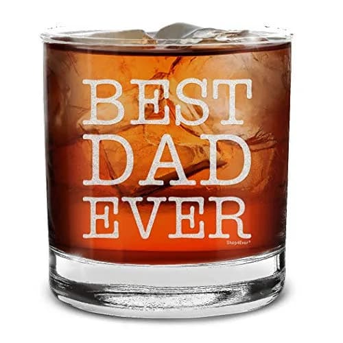 shop4ever Best Dad Ever Engraved Bourbon Whiskey Glass 11 Oz (325 ml) | Classic Old Fashioned Rocks Tumbler thumbnail 1
