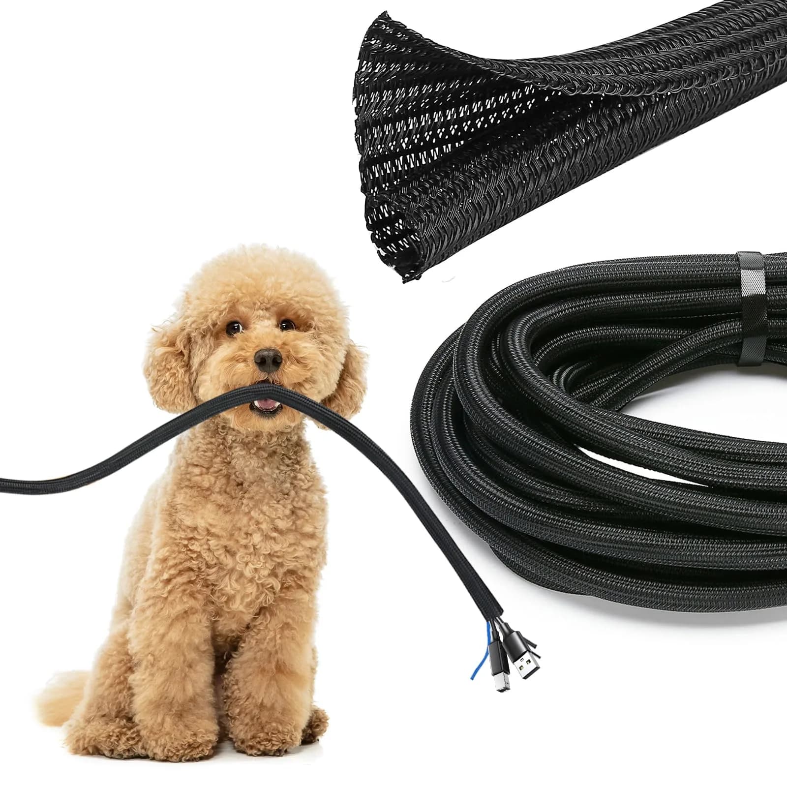 JOTO 26 Feet Cable Management Sleeve -Black | Flexible Wire Wrap for Home & Office — 312 Inches