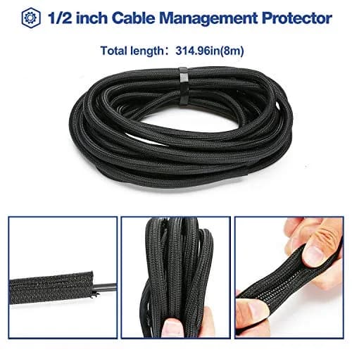 JOTO 26 Feet Cable Management Sleeve -Black | Flexible Wire Wrap for Home & Office thumbnail 4