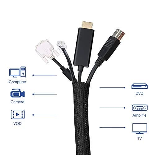 JOTO 26 Feet Cable Management Sleeve -Black | Flexible Wire Wrap for Home & Office thumbnail 6