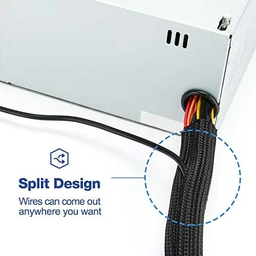 JOTO 26 Feet Cable Management Sleeve -Black | Flexible Wire Wrap for Home & Office thumbnail 3