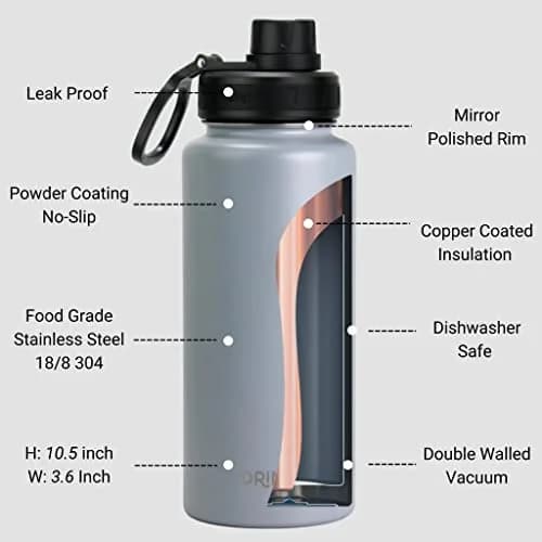 Drinco Stainless Steel Water Bottle 32oz Vacuum Insulated Wide Mouth Leak Proof Keep Cold Sport Camping Hiking thumbnail 4