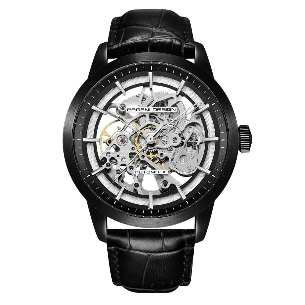 PAGANI DESIGN Automatic Men's Watch Skeleton Mechanical Wrist Watch 43mm (Full Black 1638) - main product image