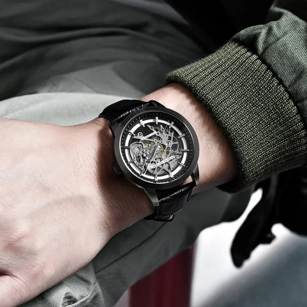 PAGANI DESIGN Automatic Men's Watch Skeleton Mechanical Wrist Watch 43mm (Full Black 1638) - view 2