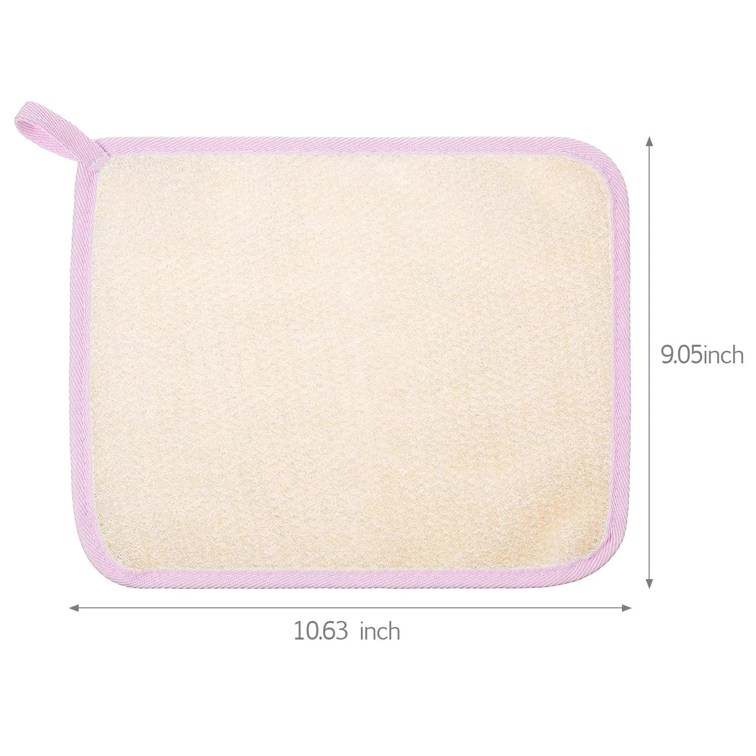 Tatuo 5 Pcs Exfoliating Washcloth, Pink Edge, 27cm x 23cm (10.6in x 9.1in) | Dual-Sided Nylon Scrub & Soft Texture - view 2