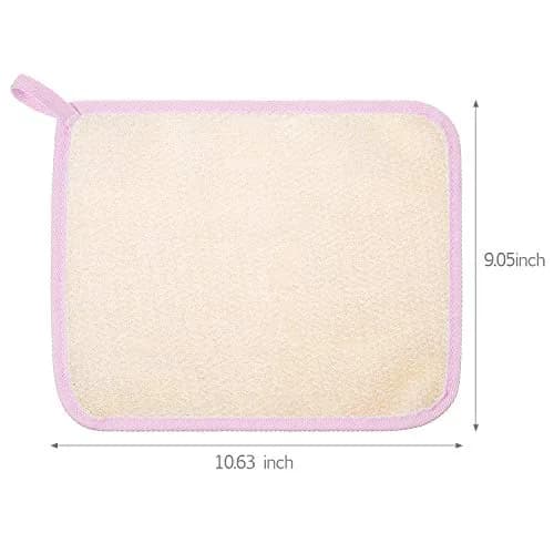 Tatuo 5 Pcs Exfoliating Washcloth, Pink Edge, 27cm x 23cm (10.6in x 9.1in) | Dual-Sided Nylon Scrub & Soft Texture thumbnail 2
