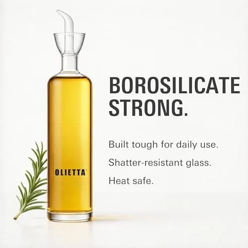 Olietta 17 fl oz Borosilicate Glass Oil Dispenser | Drip-Proof, Heat-Resistant Kitchen Bottle thumbnail 3