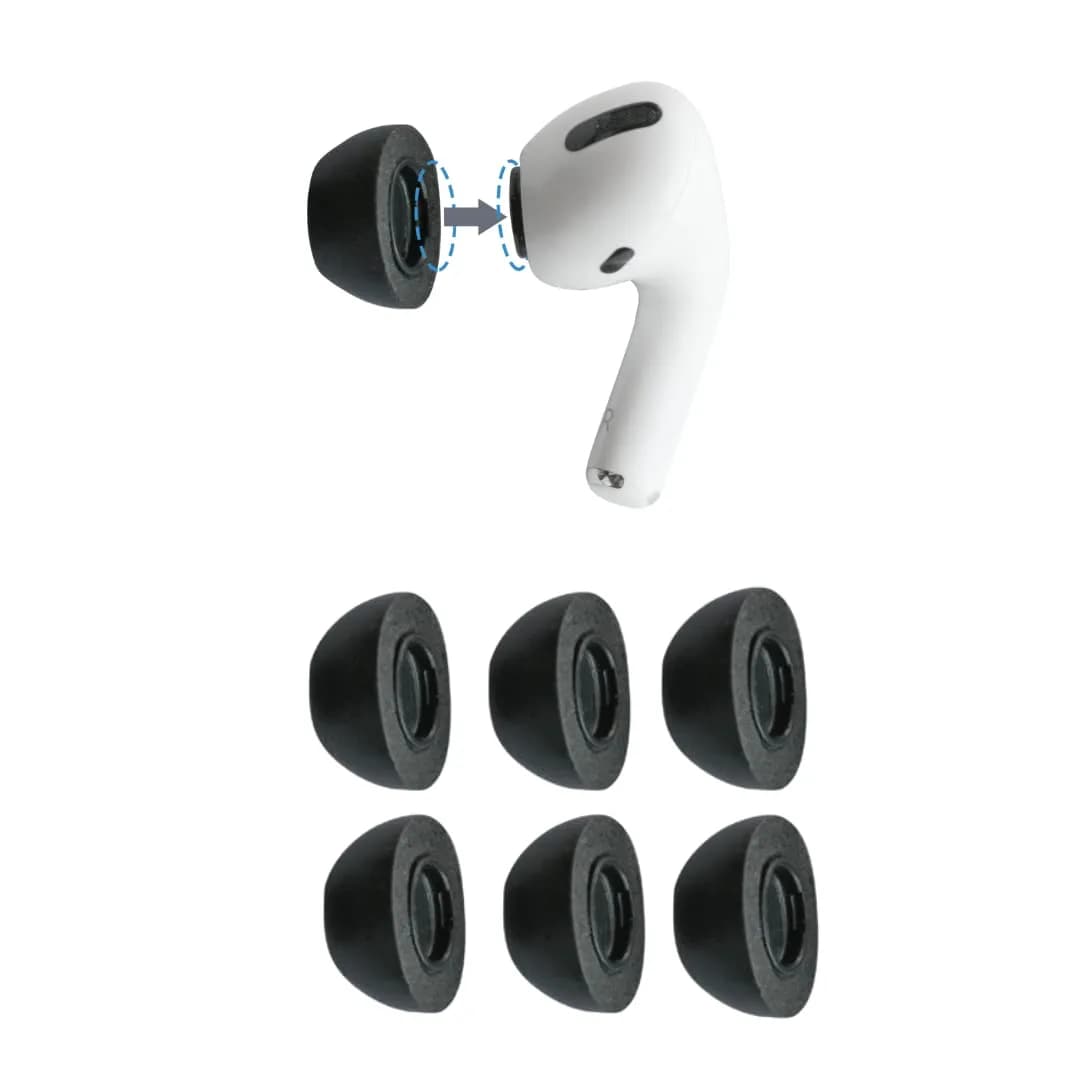 Comply Memory Foam Replacement Ear Tips for Apple AirPods Pro 1 & 2, Black, Large (3 Pairs) | Ultimate Comfort & Secure Fit