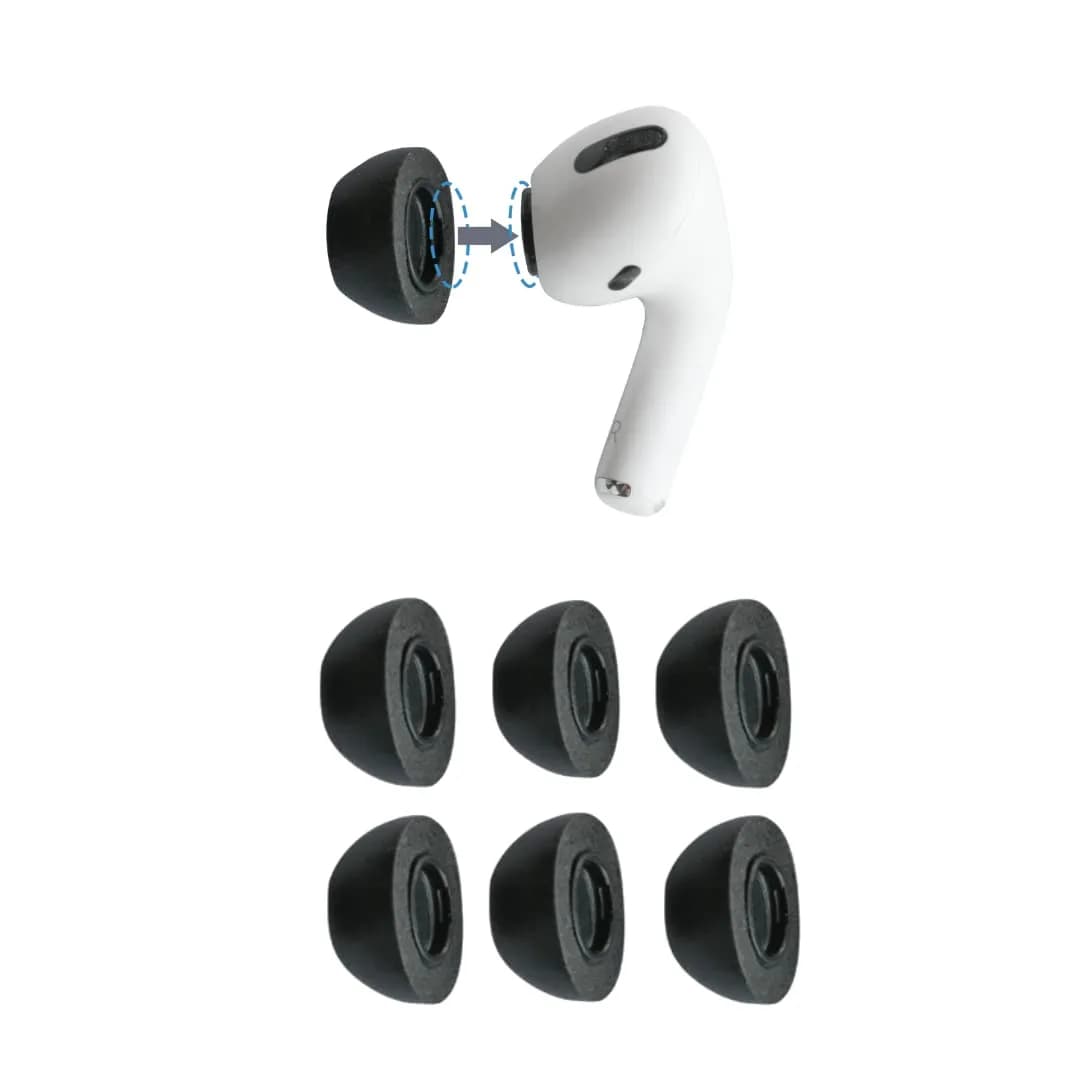 Comply Memory Foam Replacement Ear Tips for Apple AirPods Pro 1 & 2, Black (3 Pairs, Assorted S/M/L) — Black / Medium