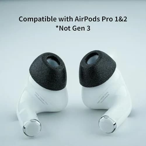 Comply Memory Foam Replacement Ear Tips for Apple AirPods Pro 1 & 2, Black, Medium (3 Pairs) | Ultimate Comfort & Secure Fit thumbnail 2
