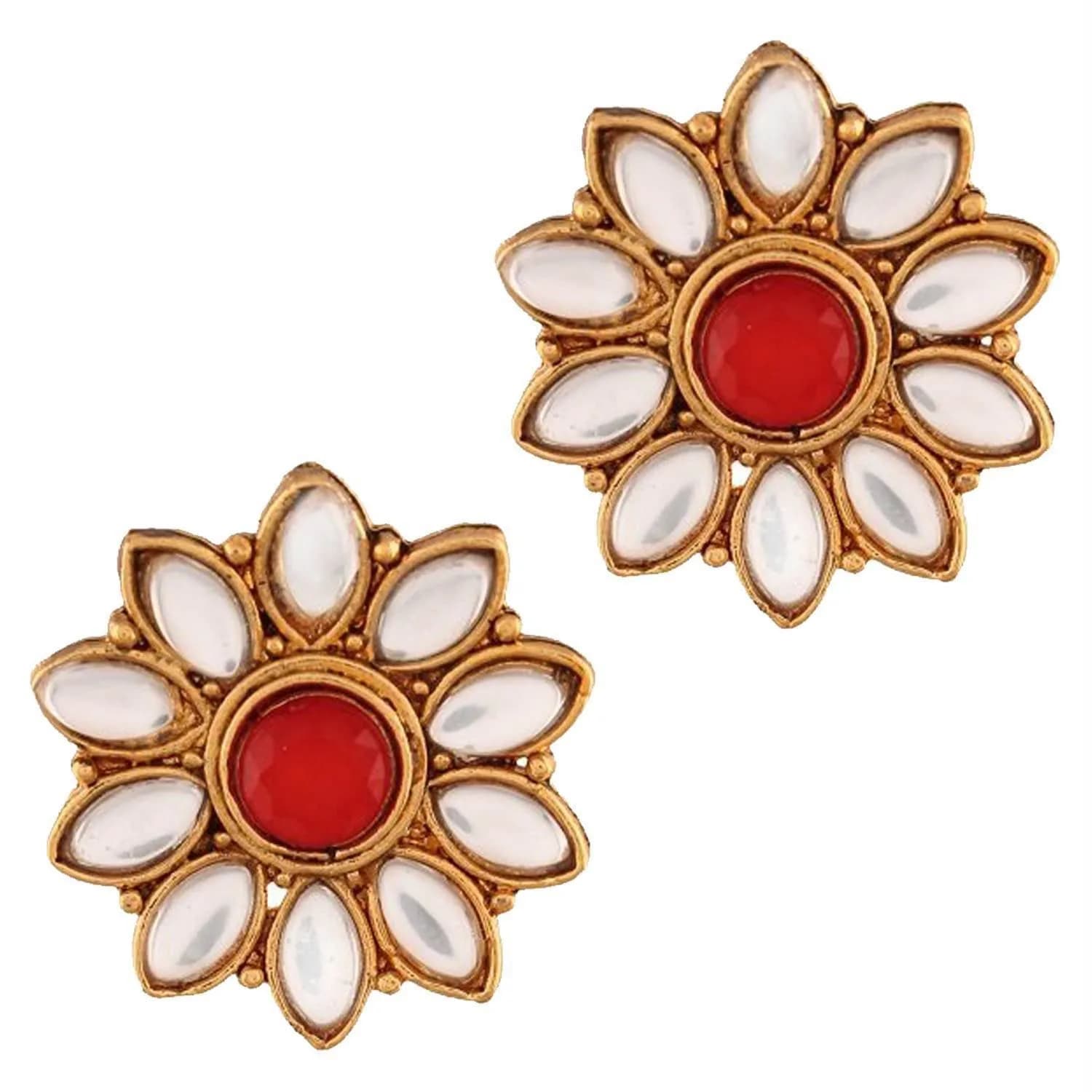 I Jewels 18K Gold Plated Beaded Floral Choker Jewelry Set with Earrings 22.5 cm (8.86 in) | Bollywood Style for Women - view 6