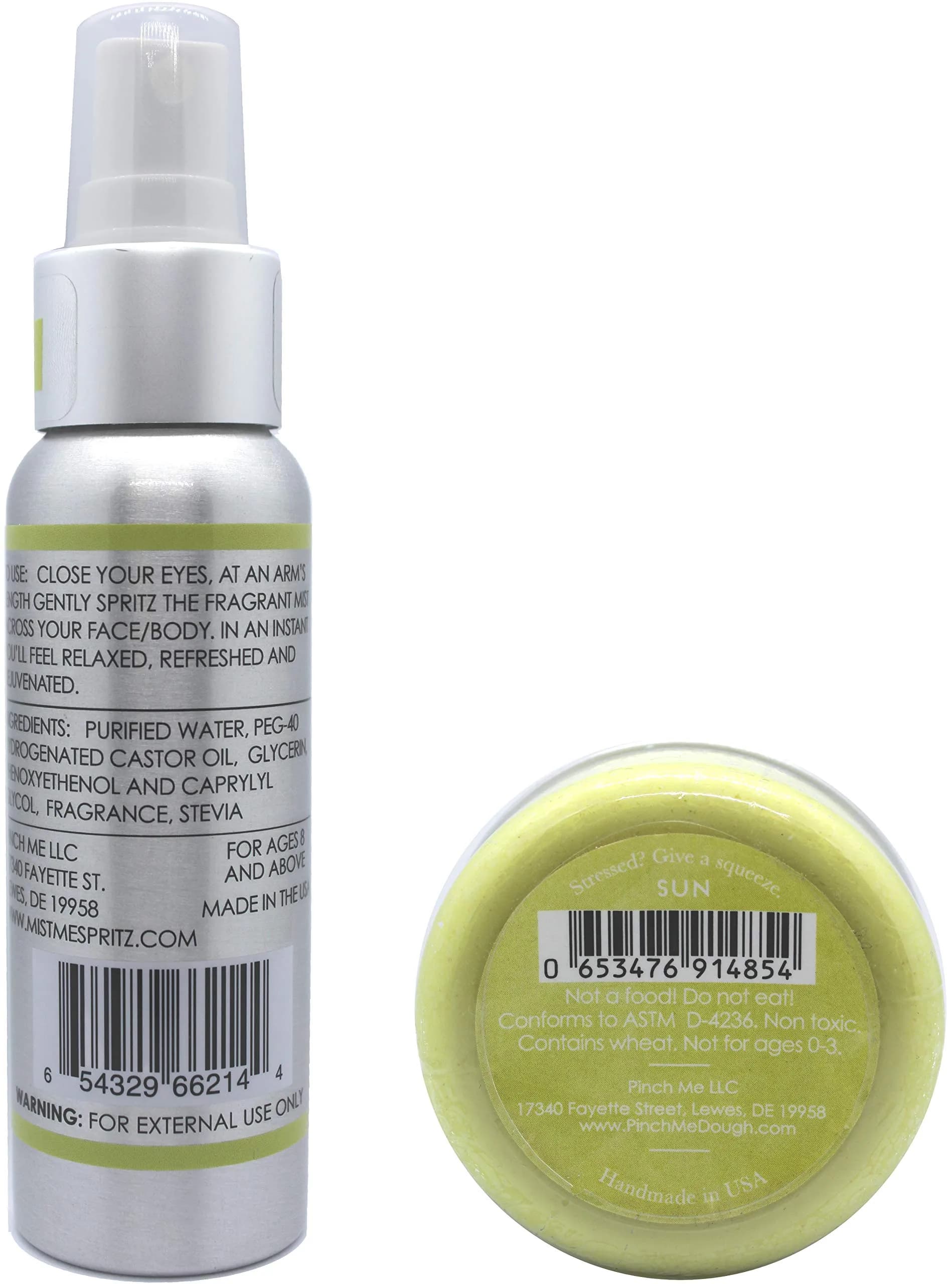 Pinch Me Stress Relief Combo Pack Mist Me Spray and Pinch Me Dough - 3 oz (Sun) | Relaxing sensory set for adults — Sun