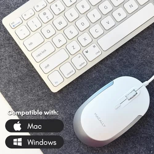 Macally SLIMKEYCACOMBO USB Wired Keyboard and Mouse Combo for Mac and PC - 78-Key Compact Keyboard & 2400 DPI Mouse | Silver thumbnail 4