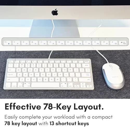 Macally SLIMKEYCACOMBO USB Wired Keyboard and Mouse Combo for Mac and PC - 78-Key Compact Keyboard & 2400 DPI Mouse | Silver thumbnail 5