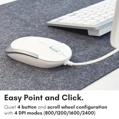 Macally SLIMKEYCACOMBO USB Wired Keyboard and Mouse Combo for Mac and PC - 78-Key Compact Keyboard & 2400 DPI Mouse | Silver thumbnail 6