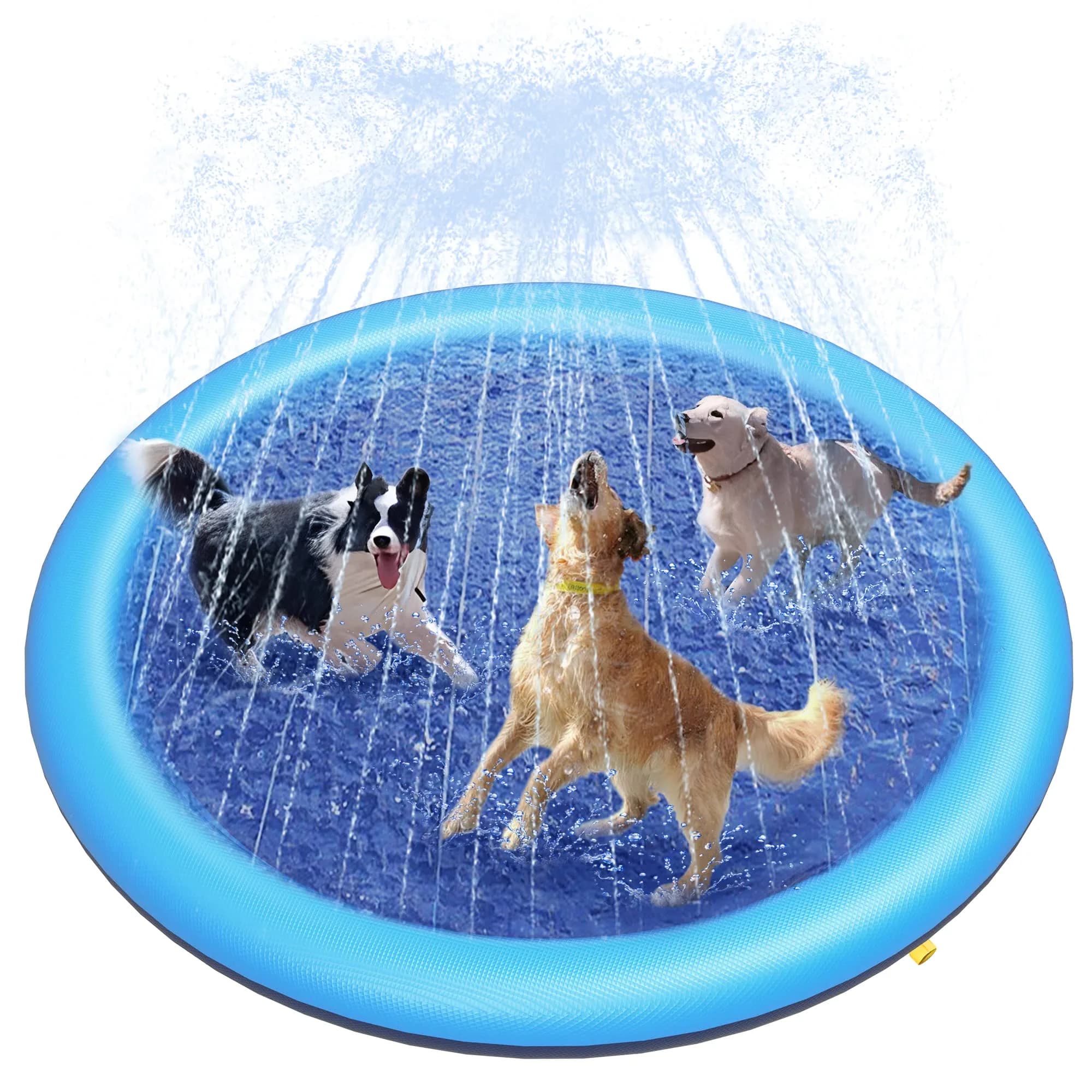 Peteast Dog Pool, Anti-Slip Splash Pad for Dogs, 67 in, Blue | Large Water Play Mat for Dogs & Kids