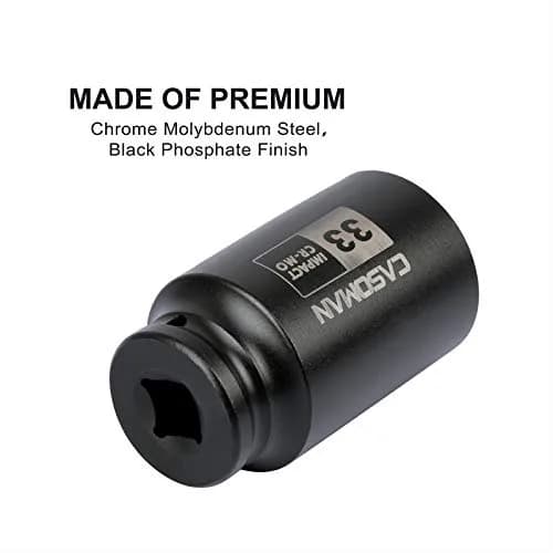 CASOMAN 1/2" Drive x 33 mm Deep 6 PT Impact Socket | CR-MO, 1/2-inch Drive 6 Point Axle Nut Socket for Easy Removal of Axle Shaft Nuts (33MM) thumbnail 5