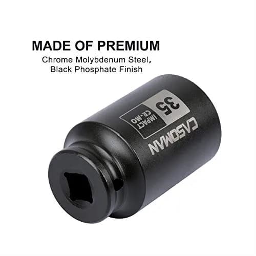 CASOMAN 1/2" Drive x 35 mm Deep 6 PT Impact Socket | CR-MO, 1/2-inch Drive 6 Point Axle Nut Socket for Easy Removal of Axle Shaft Nuts (35MM) thumbnail 5