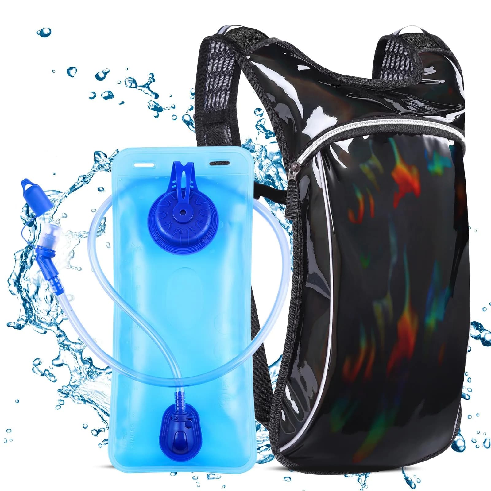 KUYOU Rave Hydration Pack 2L | Festival & Outdoor Water Backpack (100 words) — Black