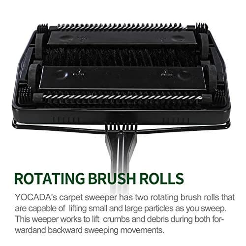 Yocada Manual Carpet Sweeper Green | Easy Use for Low Carpets, Rugs & Pet Hair thumbnail 5