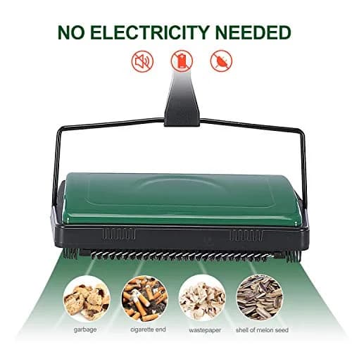 Yocada Manual Carpet Sweeper Green | Easy Use for Low Carpets, Rugs & Pet Hair thumbnail 2