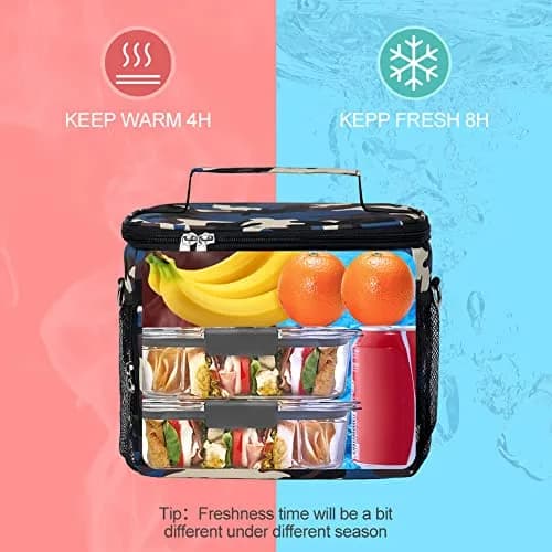 Tiblue Insulated Lunch Bag for Women/Men - Reusable Cooler Bag with Adjustable Shoulder Strap (Medium, Brave Ocean Camouflage) thumbnail 4