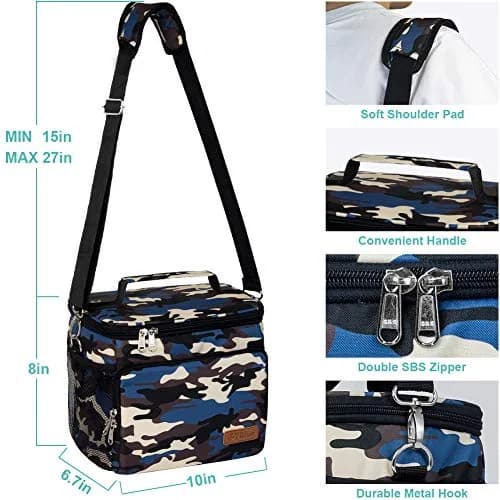 Tiblue Insulated Lunch Bag for Women/Men - Reusable Cooler Bag with Adjustable Shoulder Strap (Medium, Brave Ocean Camouflage) thumbnail 2