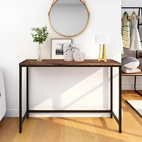HOMERECOMMEND Console Table for Entryway Narrow Sofa Tables, Rustic Brown 105.5cm (41.54") | Sturdy Metal Frame & Wood Top thumbnail 1