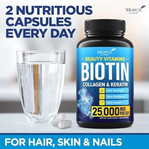 MOREX VITAMINS Biotin Collagen Keratin Supplement 60 caps | Hair Growth Support for Women thumbnail 6