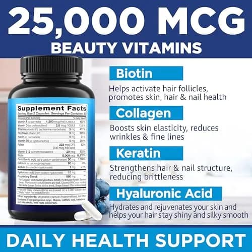 MOREX VITAMINS Biotin Collagen Keratin Supplement 60 caps | Hair Growth Support for Women thumbnail 2