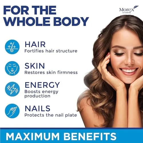 MOREX VITAMINS Biotin Collagen Keratin Supplement 60 caps | Hair Growth Support for Women thumbnail 3