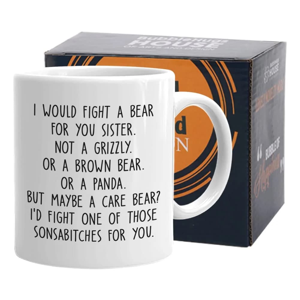 Bubble Hugs Sibling Coffee Mug 11 Oz White | Funny Sister Gift for Adults — White