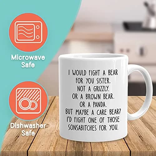 Bubble Hugs Sibling Coffee Mug 11 Oz White | Funny Sister Gift for Adults thumbnail 2