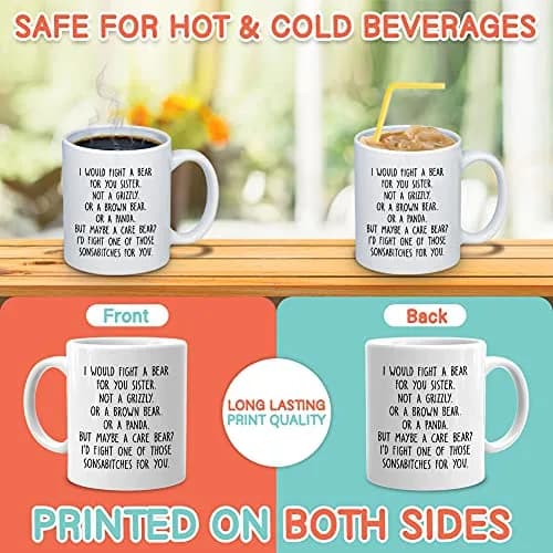 Bubble Hugs Sibling Coffee Mug 11 Oz White | Funny Sister Gift for Adults thumbnail 3