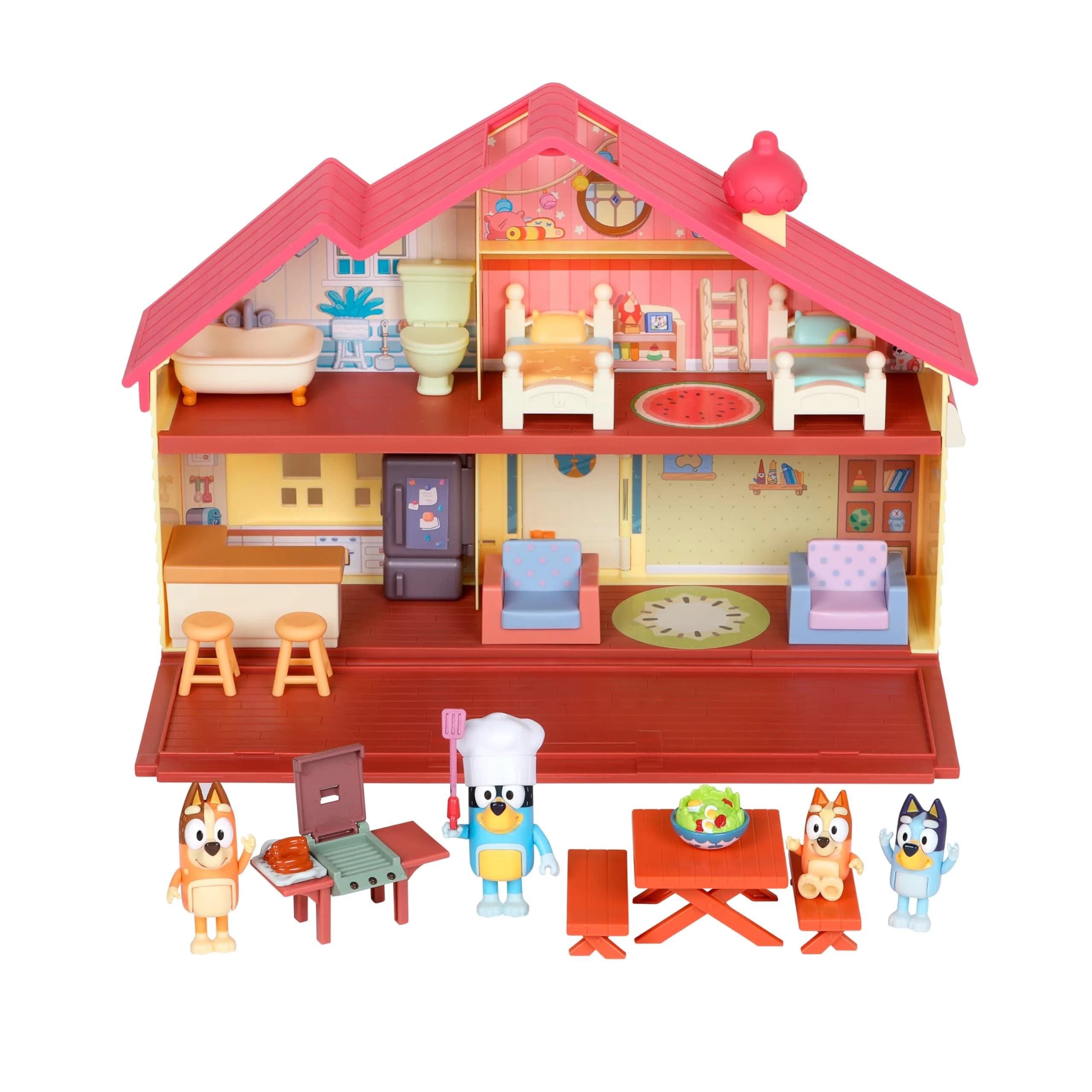Bluey Family Home & BBQ Playhouse Mega Bundle with Figures & Furniture | Ages 3-5 — Multicolor